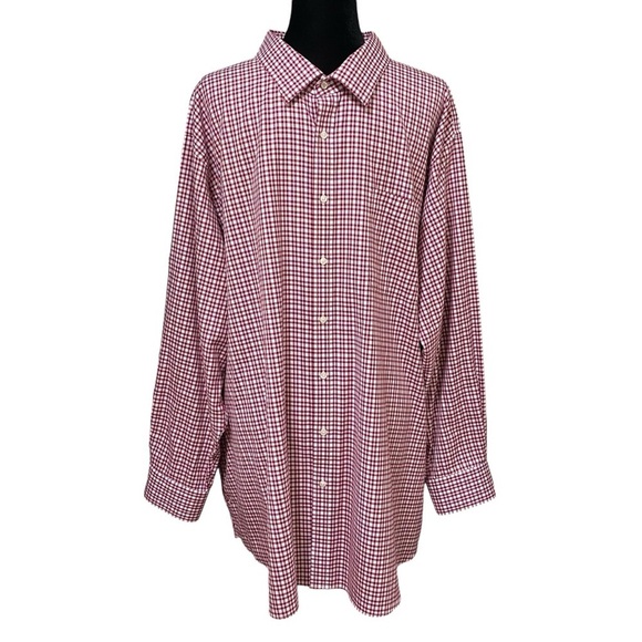 Nordstrom Red Check Smartcare Dress Shirt Wrinkle Free Classic Fit 20/36 - Picture 1 of 6